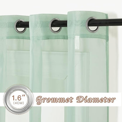 NICETOWN Sage Green Sheer Curtains 54 inch Length, Grommet Voile Sheer Lightweight & Airy Window Treatment with Light Filtering for Kitchen/Nursery, W54 x L54, 2 Panels