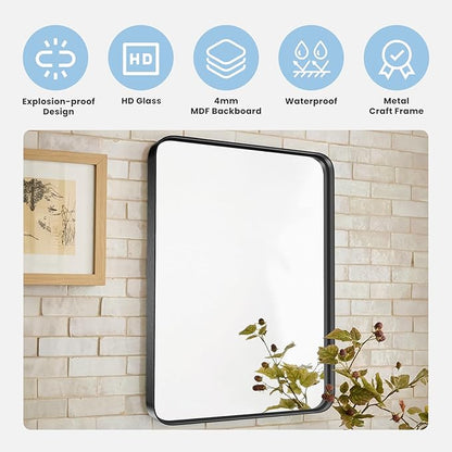 Sweetcrispy 30x40 Inch Black Bathroom Mirrors for Wall, Bathroom Mirrors for Over Sink, Rectangle Wall Decor for Entryway, Bedroom, Vanity