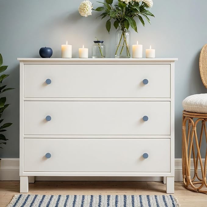 Ravinte 3 Pack Cabinet Knobs Light Blue Kitchen Cabinet Knobs Round Dresser Drawer Pulls Closet Door Pulls 1-1/5 Inch