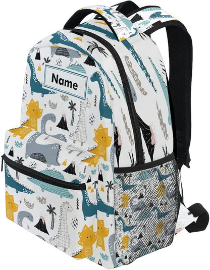 Custom Children's Name School Backpack Personalized Schoolbag Dino in Scandinavian StyleTravel Bag for Teens Girls Boys