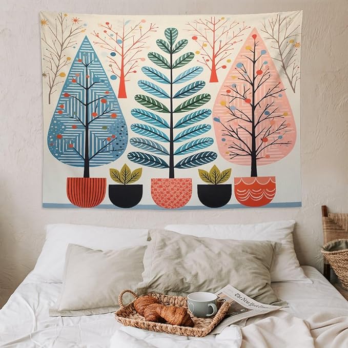 MaSiledy Wall Tapestries Shabby Chic Trees Tapestry Rustic Autumn Wall Hanging Wall Tapestry Aesthetic Wall Decor for Bedroom Living Room Dorm 60"x80" Xmas Wall Hanging Polyester Tapestries