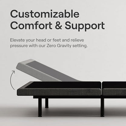 Nectar Luxe Queen Adjustable Base & 14” Mattress (New Version) - Head & Foot Incline - Medium Firm Memory Foam - Cooling Upgrade - 3 Massage Settings - 365-Night Mattress Trial & Forever Warranty
