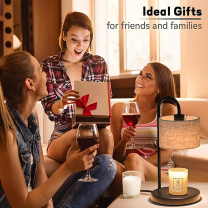 Candle Warmer Lamp with Timer, Dimmable Candle Wax Warmer Electric Candle Lamp for Scented Candles with 2 Bulbs, House Warming Gifts Brithday Gifts for Women Bedroom Home Decor - Linen
