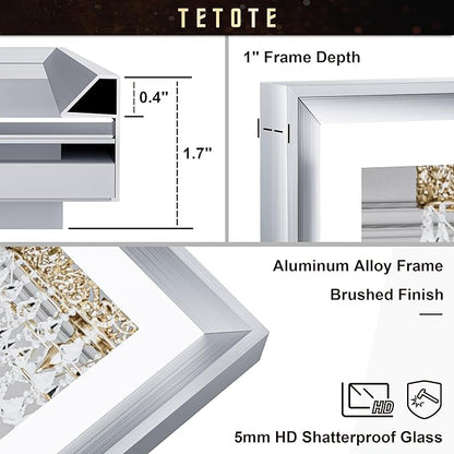 TETOTE 36x36 LED Bathroom Mirror with Lights Silver Metal Framed Brushed Nickel Front & Back Light Vanity Mirror Baroque Antifog Stepless Dimmable White/Warm/Natural,Wall Mounted(Horizontal/Vertical)
