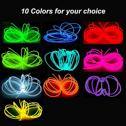 MaxLax EL Wire Orange, 9.8ft/3m Portable Battery Pack Neon Light Strip 360° Cuttable Glowing Rope Lights for Parties, Halloween, DIY Decoration