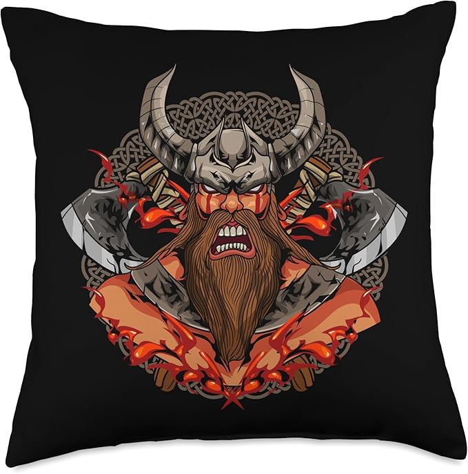 Scandinavian Norse Viking Gifts Norse Nordic Vikings Throw Pillow, 18x18, Multicolor