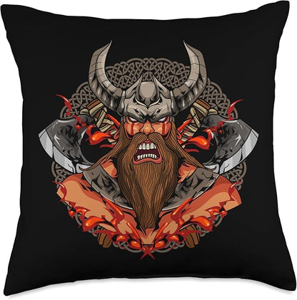 Scandinavian Norse Viking Gifts Norse Nordic Vikings Throw Pillow, 18x18, Multicolor