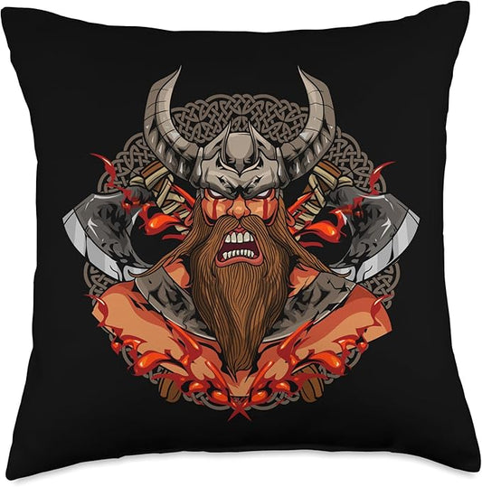 Scandinavian Norse Viking Gifts Norse Nordic Vikings Throw Pillow, 18x18, Multicolor