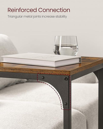 VASAGLE C-Shaped End Table Set of 2, Small Side Table for Couch, Sofa Table with Metal Frame for Living Room, Bedroom, Bedside, Rustic Brown and Black