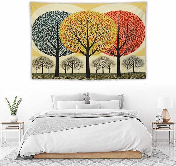 Tapestry Shabby Chic Trees Tapestry Vintage Aesthetic Tapestries Rustic Autumn Tapastry's Wall Hanging Vintage Wall Hanging for Living Room Dorm Decor Landscape 60"x90" Christmas Family Party
