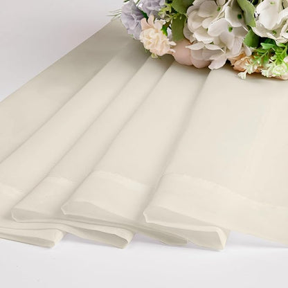 Chyhomenyc Cream Sheer Curtains 36 inch Length 2 Panels Set, Light Filtering Voile Short Window Curtians for Bathroom Living Room Farmhouse Small Windows, Each 42Wx36L in, 2PCS