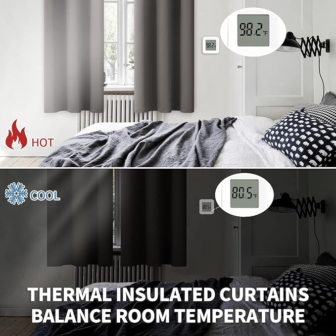 BGment Blackout Curtains for Bedroom - Grommet Thermal Insulated Room Darkening Curtains for Living Room, Set of 2 Panels, Each 46 x 54 Inch, Grey