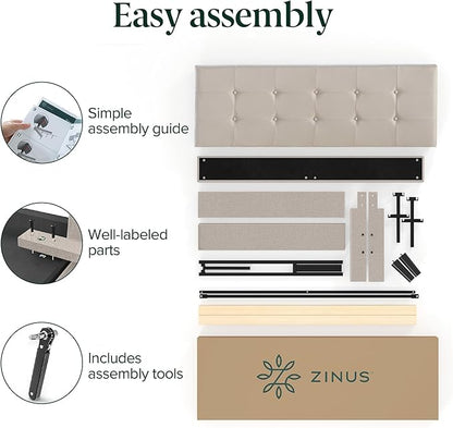 ZINUS Ibidun Upholstered Platform Bed Frame, Mattress Foundation, Wood Slat Support, No Box Spring Needed, Eco Friendly WonderBox (TM), Easy Assembly, Soft Beige, King