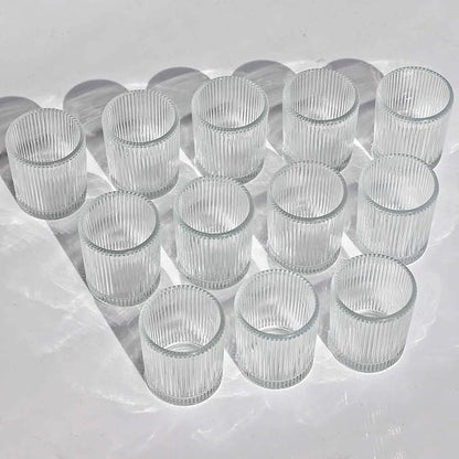 VOHO Clear Votive Candle Holders for Table Centerpiece, Glass Candle Holder Bulk Set of 12, Glass Votive Holder for Home Decor & Holiday Decor(2.1 x 2.6 Inch, Clear)