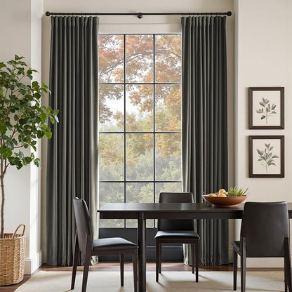 Lazzzy Velvet Blackout Curtains Thermal Insulated Room Window Drapes Super Soft Luxury Curtains for Living Room Bedroom Rod Pocket 2 Panels, Grey, 52" W x 84" L