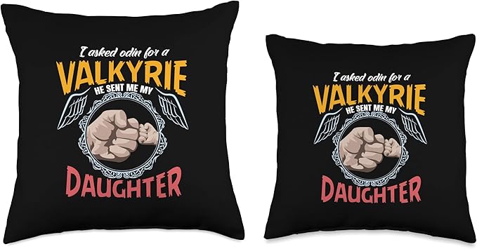 Nordic Country & Celtic Mythology Designs Viking Norway Norwegian Scandinavian Valkyrie Daughter Throw Pillow, 16x16, Multicolor