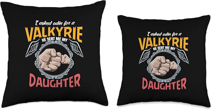 Nordic Country & Celtic Mythology Designs Viking Norway Norwegian Scandinavian Valkyrie Daughter Throw Pillow, 16x16, Multicolor