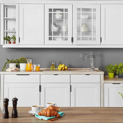 Ravinte Hardware 6 Pack Black Cabinet Handles, 5 Inch (128mm) Finger Edge Pulls, 4 Inch Hole Center, Finger Pulls for Cabinets
