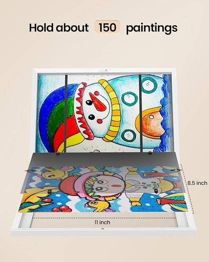 BAIJIALI White Art Frames for Kids Artwork - Front Opening Holds 150 Drawings, 3D Crafts - 4 Packs 8.5x11 with mat or 9x12 without Mat