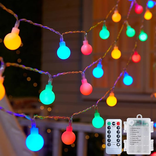 Minetom Battery Operated Christmas Lights 2Pack, 120LED Fairy Lights with Remote & 8 Modes, Waterproof String Lights for Outdoor Indoor, Christmas Tree, Bedroom Decor (Multicolor)