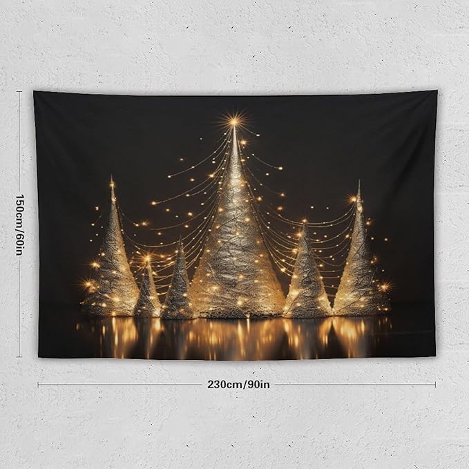 MaSiledy Tapastry's Wall Hanging Silver Lighted Christmas Trees Tapestry Merry Christmas Winter Xmas Tapestry Aesthetic Wall Art Home Decoration 60"x90" Xmas Wall Hanging Polyester Tapestries