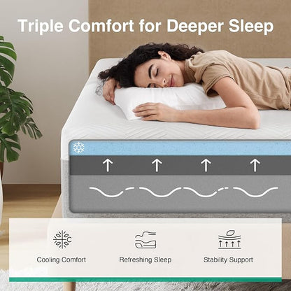 Novilla Full Size Mattress, 10 inch Full Gel Memory Foam Mattress for Cool Night & Pressure Relief, Medium Firm in a Box, Bliss