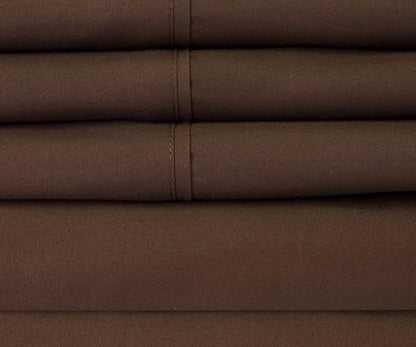 Queen Sheets Brown - 6 Piece 1500 Supreme Collection Fine Brushed Microfiber Deep Pocket Queen Sheet Set Bedding - 2 Extra Pillow Cases, Great Value, Queen, Brown