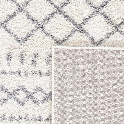 SAFAVIEH Arizona Shag Collection Runner Rug - 2'3" x 6', Ivory & Grey, Moroccan Design, Non-Shedding & Easy Care, 1.6-inch Thick Ideal for High Traffic Areas in Living Room, Bedroom (ASG741F)