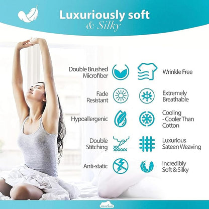 DREAMCARE Full Size Sheets Set - 6 Pcs Deep Pocket Cooling Bed Sheets - Soft, Long Lasting 100% Brushed Microfiber with Side Pocket (Beige, Full)