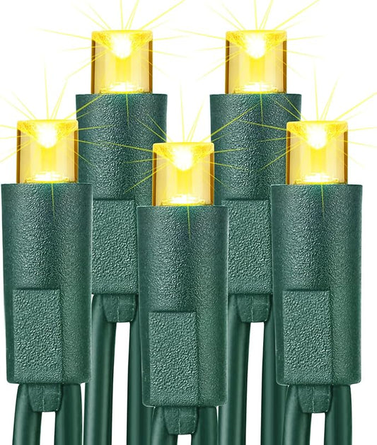 Brizled 33ft 100 LED Christmas Tree Lights - Steady On Only, 5mm Wide Angle, Connectable 120V UL Certified Warm White Lights for Xmas Tree, Party, Indoor/Outdoor