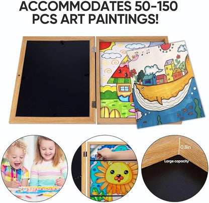 [2-Pack]Kids Art Frames,10x12.5 Front Opening Kids Artwork Frames Changeable, Display 8.5x11 or 9x12 With Mat,Holds 50 Pcs,for 3D Picture,A4 Artwork,Crafts,Childrens Drawing,Art Projects Storage-Wood