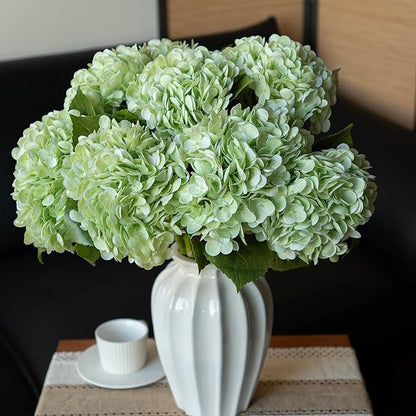 3PCS 22 inch Lifelike Artificial Hydrangea Large Real Touch Flowers Artificial Flowers Dry Flowers Outdoor Wedding Christmas Office Family Party Living Room Table Decoration (Light Green)