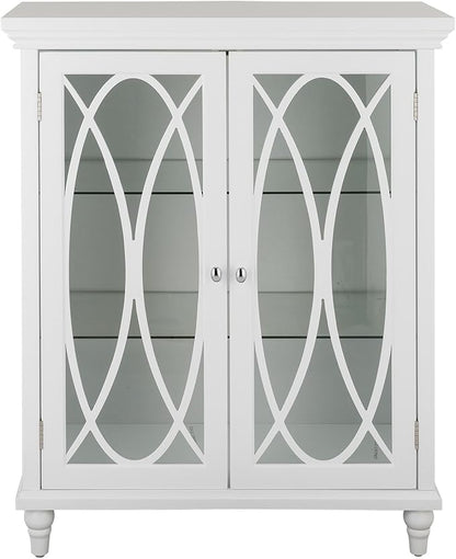 Teamson Home Florence 26 in. x 32 in. 2-Door Freestanding Wooden Floor Cabinet with Adjustable Shelves for Storage Solutions in Bathrooms, Kitchens, Laundry Rooms, Home Offices, White