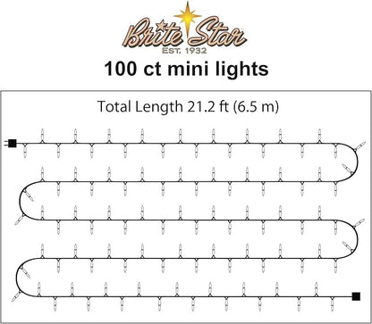 Brite Star 100 Count Mini String Christmas Lights, Purple - 22 feet Indoor/Outdoor Christmas Tree Lights with White Wire