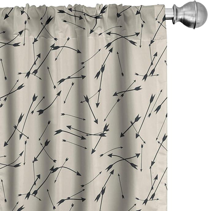 Ambesonne Arrow Curtains, Repetitive Abstract Simplistic Arrow Motif with Irregular Symmetry, Window Treatments 2 Panel Set for Living Room Bedroom, Pair of - 28" x 84", Sepia Charcoal