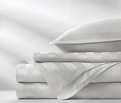 Twin Sheets by Pure Bamboo, Genuine 100% Organic Viscose Derived from Bamboo Bed Sheet Set, Luxuriously Soft & Cooling, Double Stitching, Lifetime Quality Promise (Twin, Jacquard White)