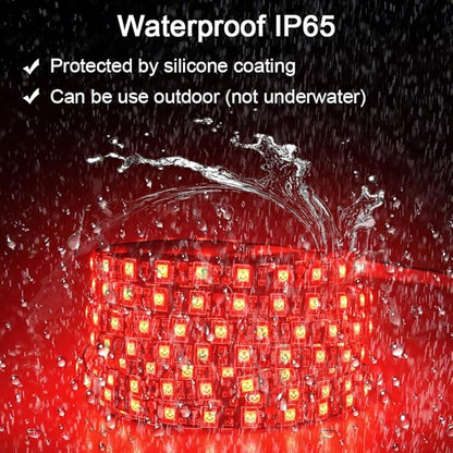 ALITOVE 16.4ft 5050 SMD Red LED Flexible Strip Ribbon Light 5M 300 LEDs Waterproof IP65 DC 12V for Home Garden Commercial Area Lighting, Without Power Supply