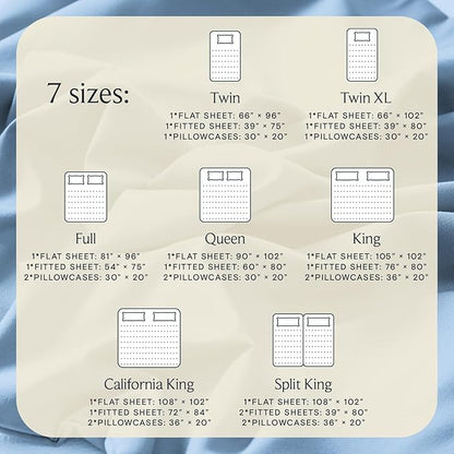 LuxClub 4 PC California King Sheet Set, Breathable Luxury Bed Sheets, Deep Pockets Wrinkle Free Cooling Sheets Machine Washable Hotel Bedding Silky Soft - Sky Cal King