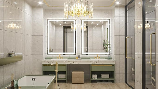 Keonjinn Lighted Bathroom Mirror, 40 x 32 Inch Bathroom LED Mirror with Lights, Frontlit Only, HD Tempered Glass, UL-Listed LED Driver, Anti-Fog, 6000K Dimmale, Easy Installation(Horizontal/Vertical)