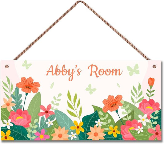 Personalized Planet Sign Funny Flowers Themed For Kids Room Boys Bedroom Door Decor,Custom Name Wall Art Decor Decorative Plate for Girls Room Nursery Little Man Cave