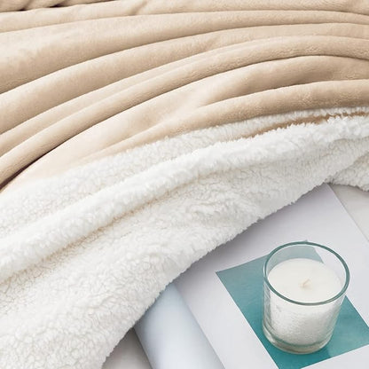 Walensee Sherpa Fleece Blanket (Twin Size 60”x80” Taupe tan) Plush Throw Fuzzy Super Soft Reversible Microfiber Flannel Blankets for Couch, Bed, Sofa Ultra Luxurious Warm and Cozy for All Seasons