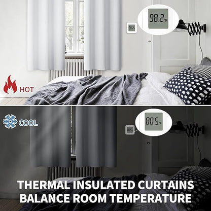 BGment Room Darkening Curtains 63 Inches Long - Grommet Thermal Insulated Drapes Window Treatment Curtains for Bedroom, 2 Panels, 70 x 63 Inch, Greyish White