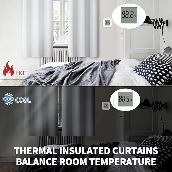 BGment Room Darkening Curtains 84 Inches Long - Grommet Thermal Insulated Drapes Window Treatment Curtains for Bedroom, 2 Panels, 38 x 84 Inch, Greyish White