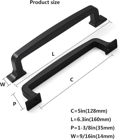 Khtumeware 2 Pack 5 Inch Drawer Handles - Matte Black Cabinet Pulls for Cupboards