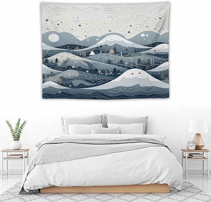 MaSiledy Snow Mountain Scandinavian Winter Tapastry's Wall Hanging Winter Holiday Tapestries for Bedroom Landscape Tapestry for Bedroom Colorful Wall Hanging Aesthetic Wall Art For Room Decor 30"x40"