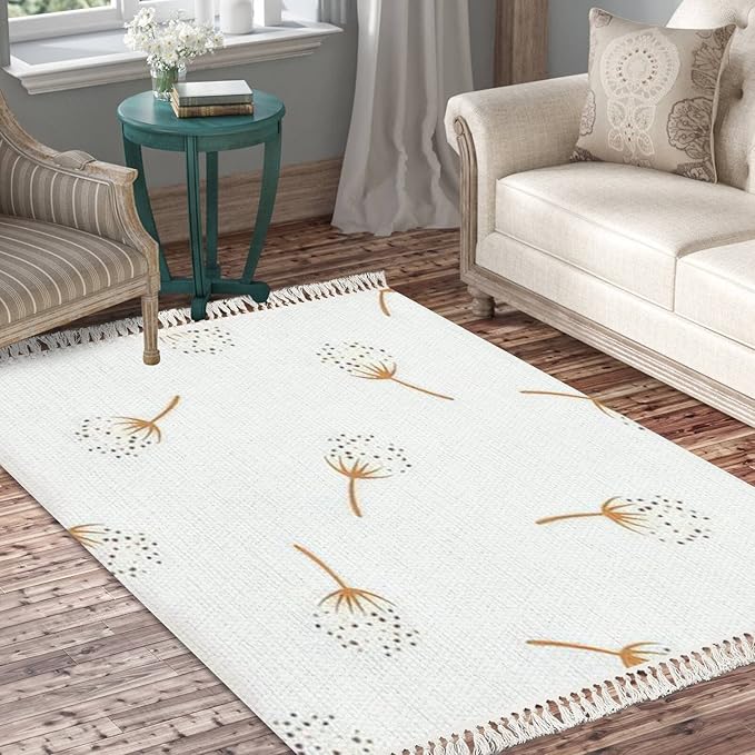 Boho Rug Gender Neutral Baby Floral Whimsical Earthy Scandinavian Chic Area Rug Washable Hallway Runner Rug Mat Pad Minimalist Nursery Decor for Living Room Bedroom Playroom Classroom