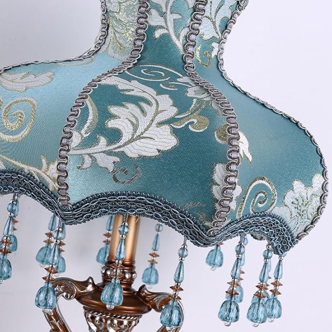 RUNNUP Romantic Pastoral Fabric Night Stand Lamp, 1-Light Desk lamp, Vintage Table Light for Bedroom Living Room