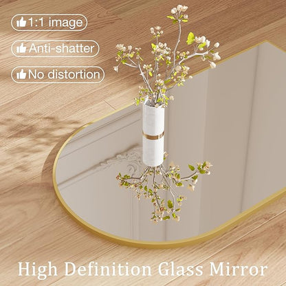 DUMOS Gold Metal Arch Vanity Rounded Rectangle Bathroom Mirrors for Over Sink Wall, 24x37 Inch Large Matte Mirror, Modern Decorative for Restroom, Farmhouse