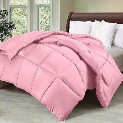 Utopia Bedding Comforter Duvet Insert, Quilted Comforter with Corner Tabs, Box Stitched Down Alternative Comforters Queen Size (Pink)