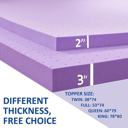 SINWEEK 3 Inch Gel Memory Foam Mattress Topper Twin XL, Twin Extra Long Mattress Pads for College Dorm Single Bed, Ventilated Soft Bed Topper, CertiPUR-US Certified, Twin XL Size
